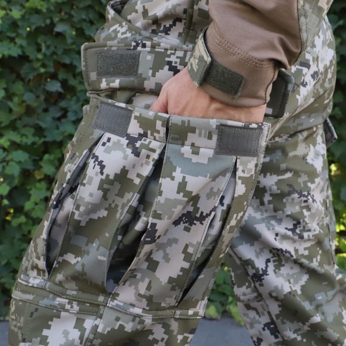 Тактичні штани з наколінниками Штурм, Soft Shell Піксель, Cordura