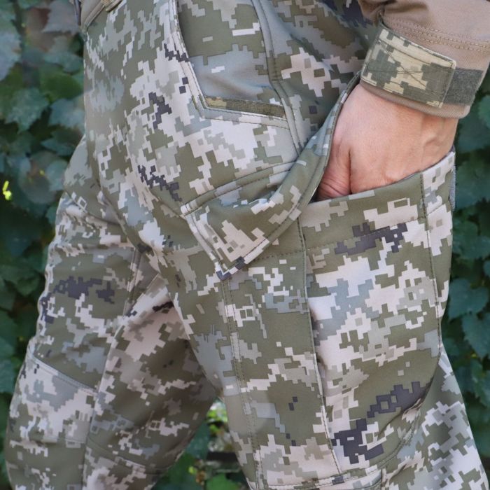 Тактичні демісезонні штани Яструб, Soft Shell Піксель