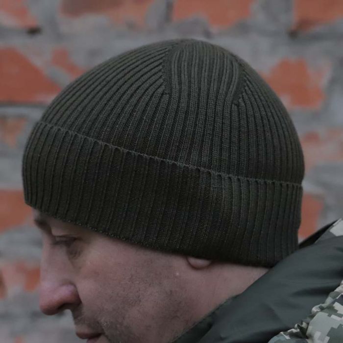 В’язана шапка полинь 50% вовна 50% поліакрил