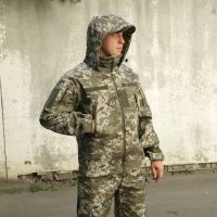 Raptor Tac, Soft Shell pixel suit, on "Storm" fleece