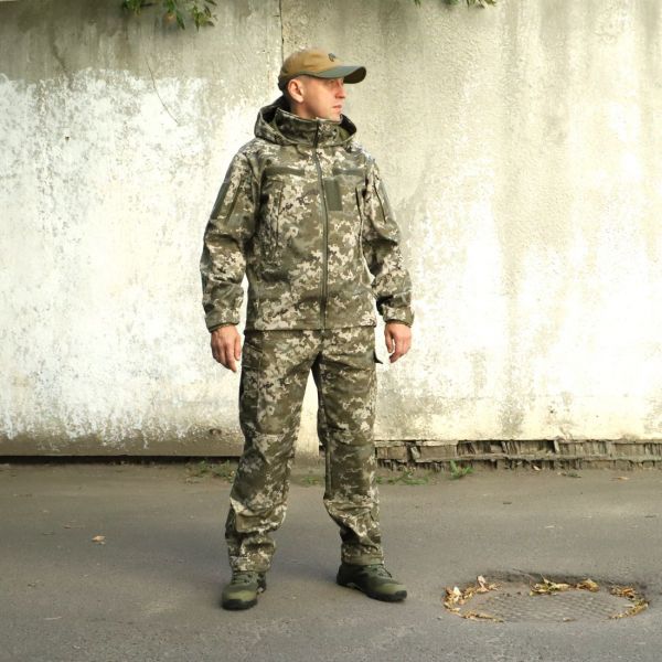 Raptor Tac, костюм Soft Shell пиксель, на флисе "Шторм"