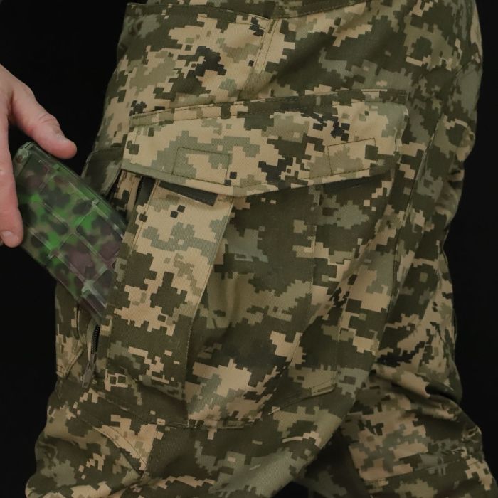 Tactical pants with knee pads PREDATOR,   100% coton, Pixel, Ripstop